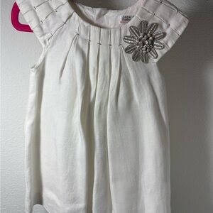 Zara Baby Cream Dress with Silver Flower Detail